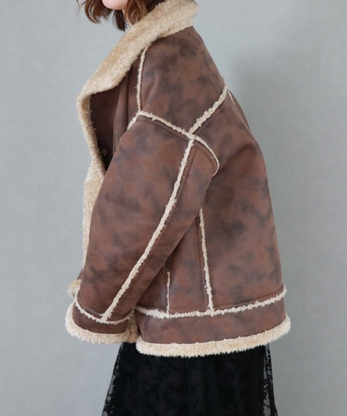 archives（アルシーヴ）の「リバーシブルヴィンテージムートンジャケット（ムートンコート・レディース・ブラウン/アイボリー/ブラック・MEDIUM）」の13枚目の写真