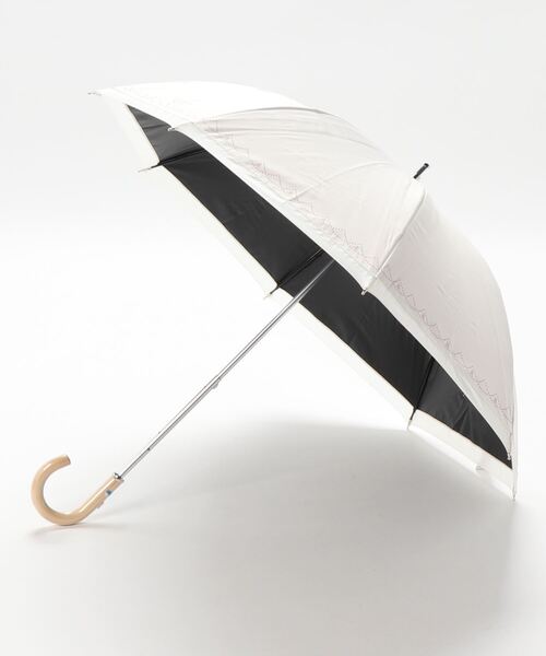 LANVIN collection（ランバン コレクション）の「晴雨兼用日傘　オーガンジー（長傘・レディース・ホワイト/ブラック/ダークブルー・FREE）」の2枚目の写真