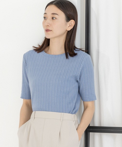 LEPSIM（レプシィム）の「リブカットソー　294897（Tシャツ/カットソー・レディース・ブルー/ブラック・FREE）」の2枚目の写真