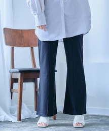 anown | カラーパンツ センタープレス パンツ フレアパンツ ストレッチ パンツ グリーン イエロー 通勤 きれいめ カジュアル ポケット付き(その他パンツ)