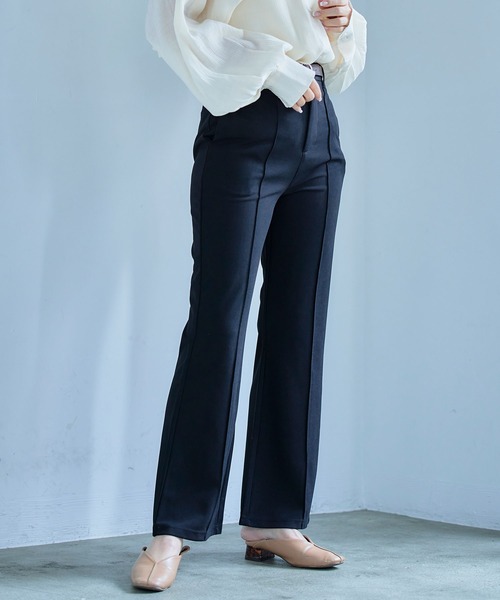 anown（アノン）の「カラーパンツ センタープレス パンツ フレアパンツ ストレッチ パンツ グリーン イエロー 通勤 きれいめ カジュアル ポケット付き（その他パンツ・レディース・ブラック/パープル/イエロー/グリーン/アイボリー/ピンク系・S/M/L）」の12枚目の写真