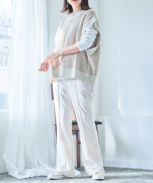 anown（アノン）の「カラーパンツ センタープレス パンツ フレアパンツ ストレッチ パンツ グリーン イエロー 通勤 きれいめ カジュアル ポケット付き（その他パンツ・レディース・ブラック/パープル/イエロー/グリーン/アイボリー/ピンク系・S/M/L）」の20枚目の写真