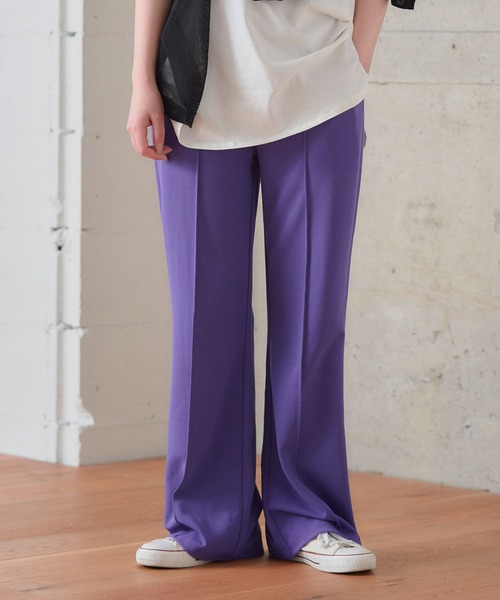 anown（アノン）の「カラーパンツ センタープレス パンツ フレアパンツ ストレッチ パンツ グリーン イエロー 通勤 きれいめ カジュアル ポケット付き（その他パンツ・レディース・ブラック/パープル/イエロー/グリーン/アイボリー/ピンク系・S/M/L）」の13枚目の写真