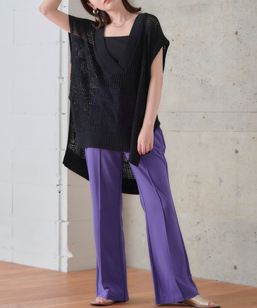 anown（アノン）の「カラーパンツ センタープレス パンツ フレアパンツ ストレッチ パンツ グリーン イエロー 通勤 きれいめ カジュアル ポケット付き（その他パンツ・レディース・ブラック/パープル/イエロー/グリーン/アイボリー/ピンク系・S/M/L）」の18枚目の写真