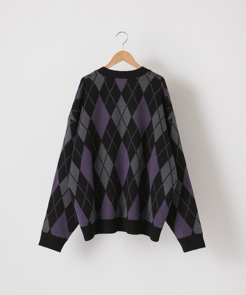 【cussil】【完売品】ダブルジャガードルーズシルエットダメージカーディガン cussil/クシル】ダブルジャガードルーズシルエットダメージ