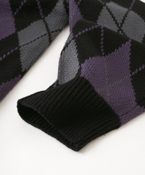 MONO-MART（モノマート）の「ボリュームWジャガードニットアーガイル柄ルーズカーディガン（カーディガン/ボレロ・メンズ・ブラック/ダークグリーン/イエロー/アイボリー/チャコール/ライトグレー/ブラック系/ブラウン/グリーン/ベージュ/ブルー/ライトグリーン/ライトピンク/ライトグレー系/アッシュブラウン・M/L）」の20枚目の写真