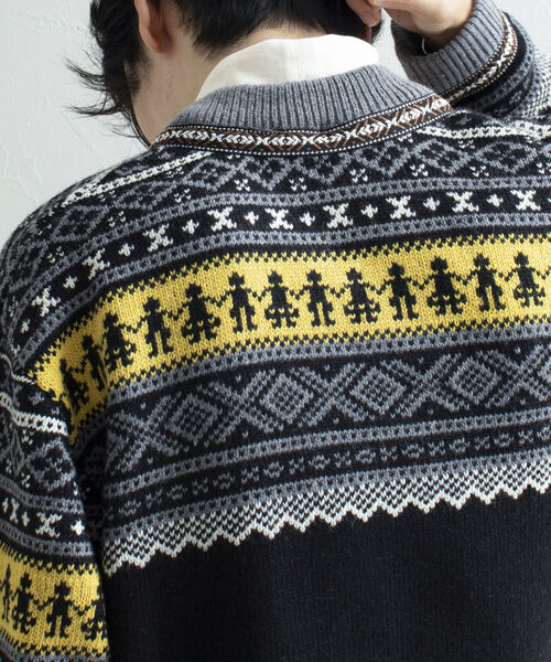 GLOSTER(グロスター)の「【GLOSTER/グロスター】フェアアイル柄 エスニックカーディガン(カーディガン/ボレロ・メンズ・ホワイト系その他/ブラック系その他/ブルー系その他・M/L)」の7枚目の写真