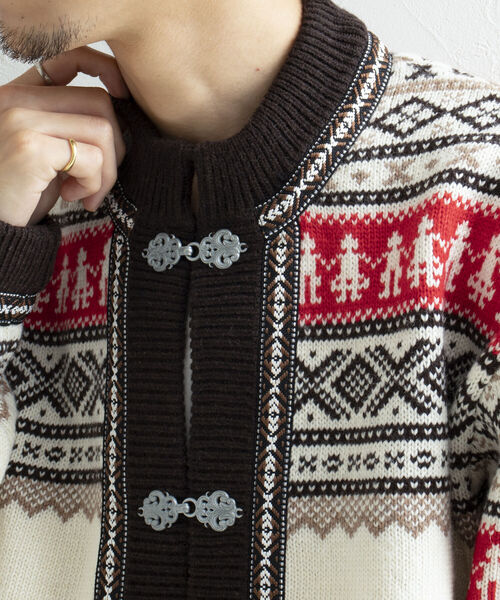 GLOSTER(グロスター)の「【GLOSTER/グロスター】フェアアイル柄 エスニックカーディガン(カーディガン/ボレロ・メンズ・ホワイト系その他/ブラック系その他/ブルー系その他・M/L)」の4枚目の写真