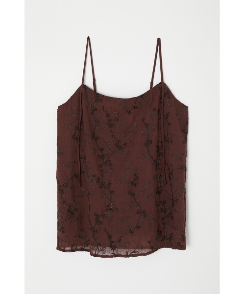 MOUSSY（マウジー）の「SHEER EMBROIDERED キャミソール（キャミソール・レディース・ブラウン/アイボリー/パープル・FREE）」の6枚目の写真