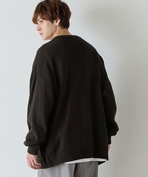 Kappa（カッパ）の「Kappa / カッパ 別注 ロゴ刺繍 オーバーサイズ ボリュームニットルーズカーディガン（カーディガン/ボレロ・メンズ・ダークグレー/グリーン/ブラック/グレイッシュベージュ/グレイッシュブルー・M/L）」の18枚目の写真