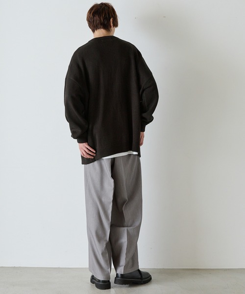 Kappa（カッパ）の「Kappa / カッパ 別注 ロゴ刺繍 オーバーサイズ ボリュームニットルーズカーディガン（カーディガン/ボレロ・メンズ・ダークグレー/グリーン/ブラック/グレイッシュベージュ/グレイッシュブルー・M/L）」の21枚目の写真