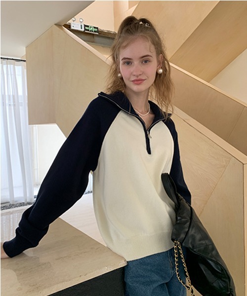 Fano Studios(ファノ ストゥディオズ)の「バイカラー ハーフジップニット FQ22S151【Fano Studios】(スウェット・レディース・ホワイト・S/M/L)」の13枚目の写真