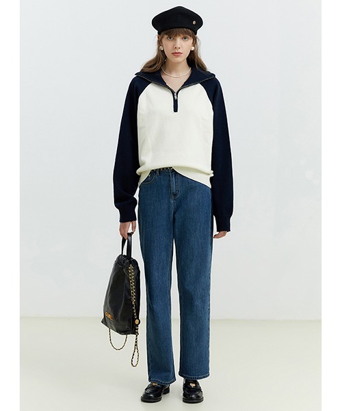 Fano Studios(ファノ ストゥディオズ)の「バイカラー ハーフジップニット FQ22S151【Fano Studios】(スウェット・レディース・ホワイト・S/M/L)」の2枚目の写真