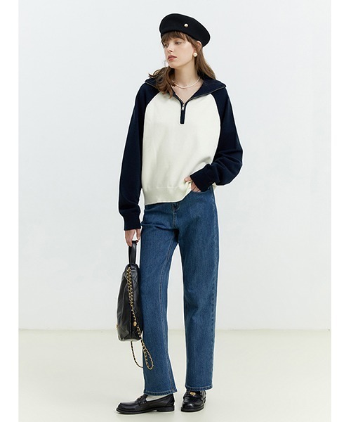 Fano Studios(ファノ ストゥディオズ)の「バイカラー ハーフジップニット FQ22S151【Fano Studios】(スウェット・レディース・ホワイト・S/M/L)」の3枚目の写真