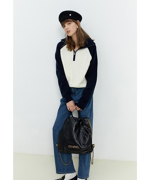 Fano Studios(ファノ ストゥディオズ)の「バイカラー ハーフジップニット FQ22S151【Fano Studios】(スウェット・レディース・ホワイト・S/M/L)」の4枚目の写真