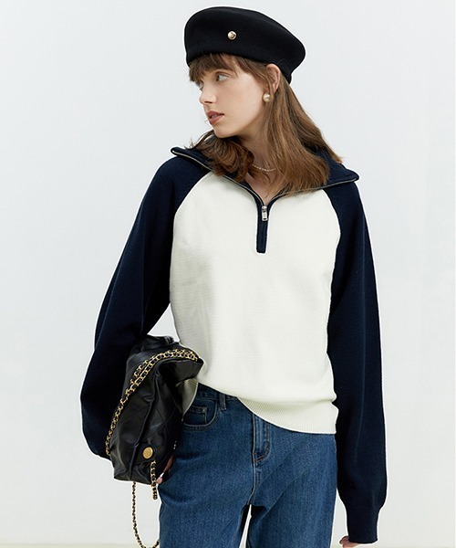 Fano Studios(ファノ ストゥディオズ)の「バイカラー ハーフジップニット FQ22S151【Fano Studios】(スウェット・レディース・ホワイト・S/M/L)」の6枚目の写真