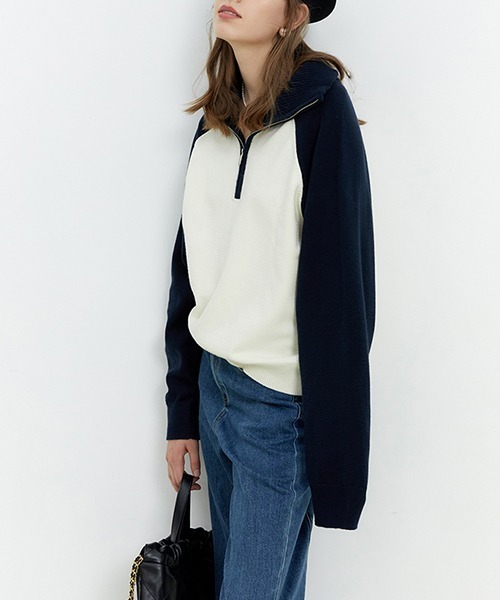 Fano Studios(ファノ ストゥディオズ)の「バイカラー ハーフジップニット FQ22S151【Fano Studios】(スウェット・レディース・ホワイト・S/M/L)」の7枚目の写真