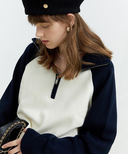 Fano Studios(ファノ ストゥディオズ)の「バイカラー ハーフジップニット FQ22S151【Fano Studios】(スウェット・レディース・ホワイト・S/M/L)」の9枚目の写真