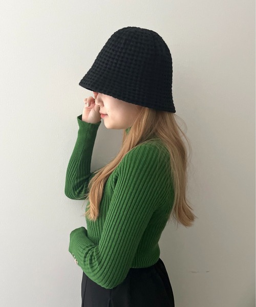 prose verse（プロズヴェール）の「《WEB限定》ニットワッフルチューリップハット（ハット・レディース・ブラック/アイボリー・ﾌﾘ-）」の7枚目の写真