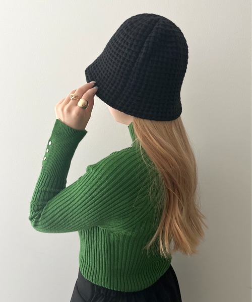 prose verse（プロズヴェール）の「《WEB限定》ニットワッフルチューリップハット（ハット・レディース・ブラック/アイボリー・ﾌﾘ-）」の6枚目の写真