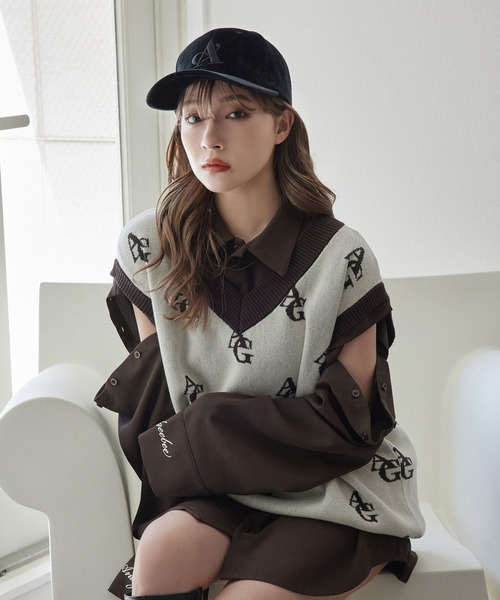 ANDGEEBEE（アンジービー）の「UNISEX モノグラムニットベスト（ベスト・レディース・アイボリー/ブラック・X-LARGE）」の17枚目の写真