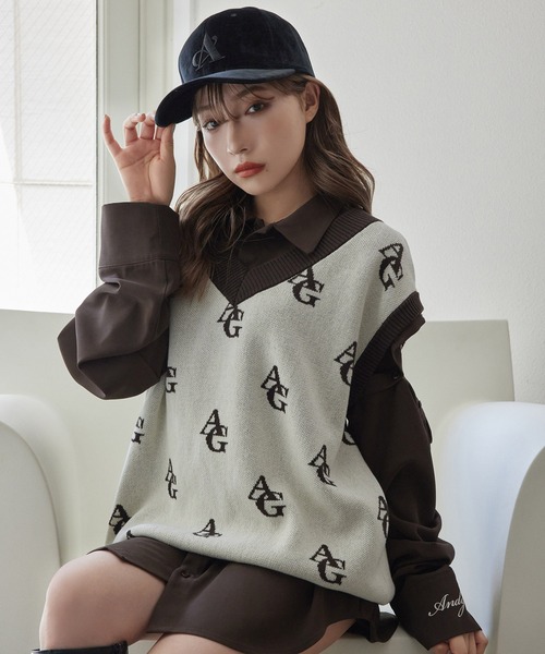 ANDGEEBEE（アンジービー）の「UNISEX モノグラムニットベスト（ベスト・レディース・アイボリー/ブラック・X-LARGE）」の13枚目の写真