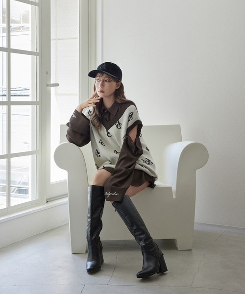 ANDGEEBEE（アンジービー）の「UNISEX モノグラムニットベスト（ベスト・レディース・アイボリー/ブラック・X-LARGE）」の15枚目の写真