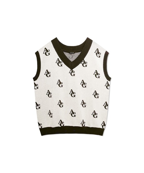 ANDGEEBEE（アンジービー）の「UNISEX モノグラムニットベスト（ベスト・レディース・アイボリー/ブラック・X-LARGE）」の3枚目の写真