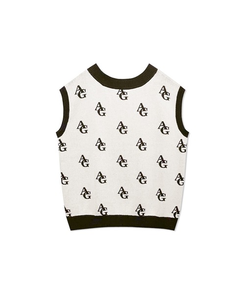 ANDGEEBEE（アンジービー）の「UNISEX モノグラムニットベスト（ベスト・レディース・アイボリー/ブラック・X-LARGE）」の9枚目の写真