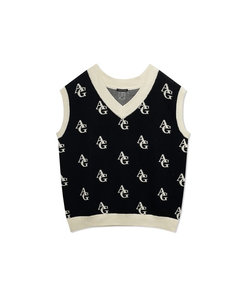 ANDGEEBEE（アンジービー）の「UNISEX モノグラムニットベスト（ベスト・レディース・アイボリー/ブラック・X-LARGE）」の8枚目の写真