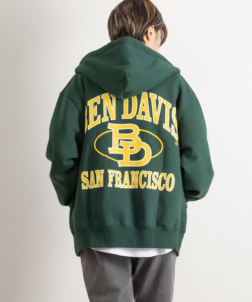BEN DAVIS(ベンデイビス)の「【BENDAVIS/ベンデイビス】ヘビーウェイトバックプリントフルジップフーディ/ビッグシルエット/裏起毛(パーカー・レディース・ブラック/グリーン/アッシュグレー・M/L/XL)」の12枚目の写真