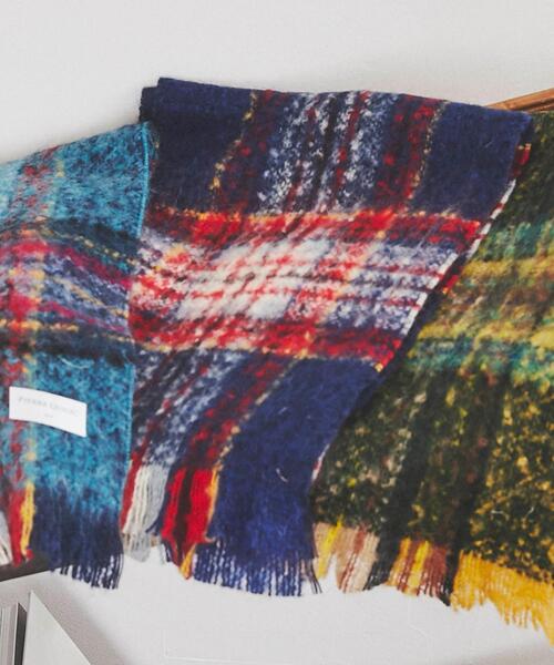 coen（コーエン）の「QUIOC（キオック）ツイードチェックマフラー（マフラー・レディース・ダークグリーン/ターコイズブルー/ネイビー・FREE）」の2枚目の写真