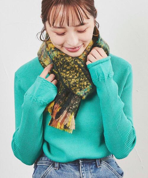 coen（コーエン）の「QUIOC（キオック）ツイードチェックマフラー（マフラー・レディース・ダークグリーン/ターコイズブルー/ネイビー・FREE）」の14枚目の写真