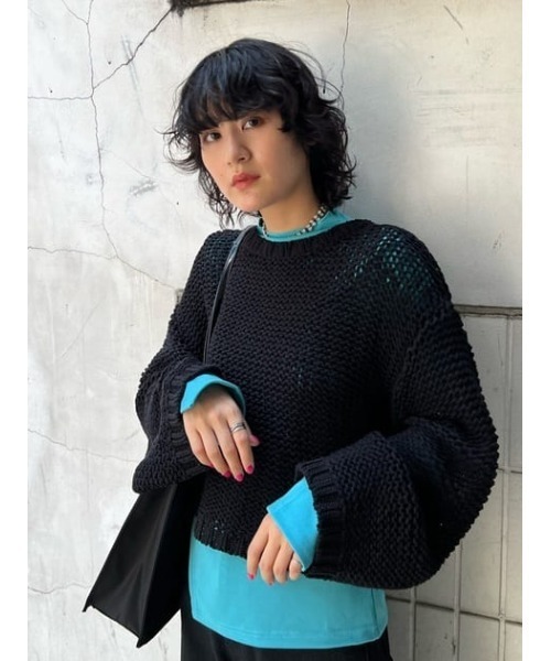 MOUSSY(マウジー)の「LILY YARN MESH ニット(ニット/セーター・レディース・レッド/ブラック/オフホワイト・FREE)」の20枚目の写真