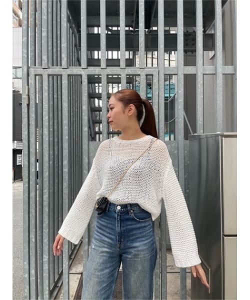 MOUSSY(マウジー)の「LILY YARN MESH ニット(ニット/セーター・レディース・レッド/ブラック/オフホワイト・FREE)」の21枚目の写真