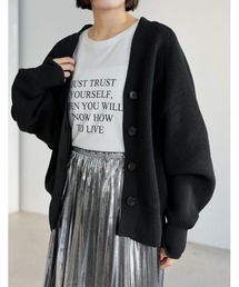 [大きいサイズ有]スポンジニットラグランVネックカーディガン