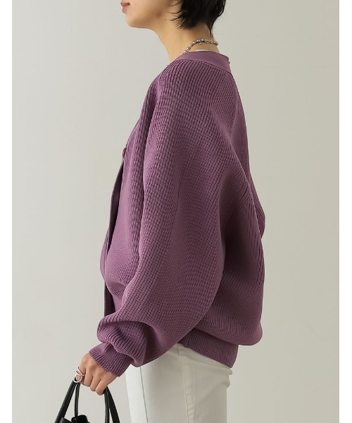 Re:EDIT（リエディ）の「[大きいサイズ有]スポンジニットラグランVネックカーディガン（カーディガン/ボレロ・レディース・ブラック/パープル/ブラウン/ブルー/グリーン/アイボリー・MEDIUM/LARGE/X-LARGE）」の11枚目の写真