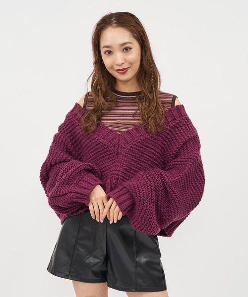 SPIRALGIRL(スパイラルガール)の「クロップドニットトップス(ニット/セーター・レディース・ピンク/グリーン/ブラック・FREE)」の15枚目の写真