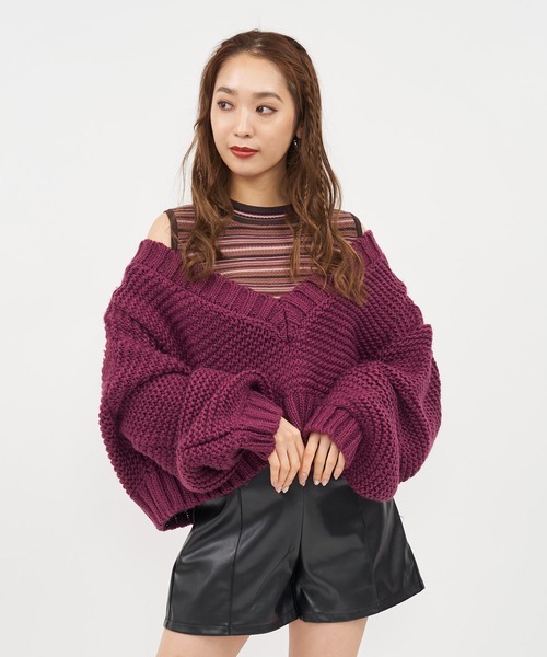 SPIRALGIRL(スパイラルガール)の「クロップドニットトップス(ニット/セーター・レディース・ピンク/グリーン/ブラック・FREE)」の16枚目の写真