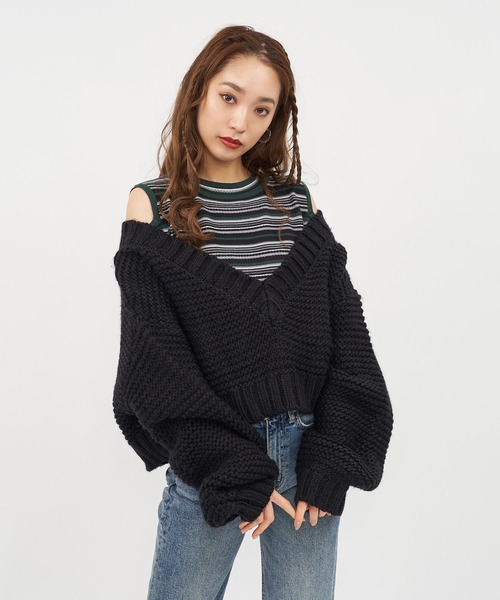 SPIRALGIRL(スパイラルガール)の「クロップドニットトップス(ニット/セーター・レディース・ピンク/グリーン/ブラック・FREE)」の20枚目の写真