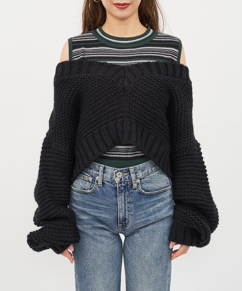 SPIRALGIRL(スパイラルガール)の「クロップドニットトップス(ニット/セーター・レディース・ピンク/グリーン/ブラック・FREE)」の21枚目の写真