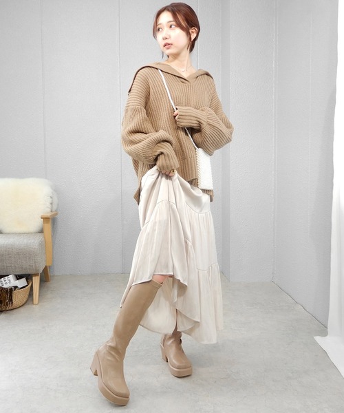 alala（アララ）の「バルキーヒールロング　◆（ブーツ・レディース・ブラック/ベージュ/モカ・S/M/L）」の20枚目の写真