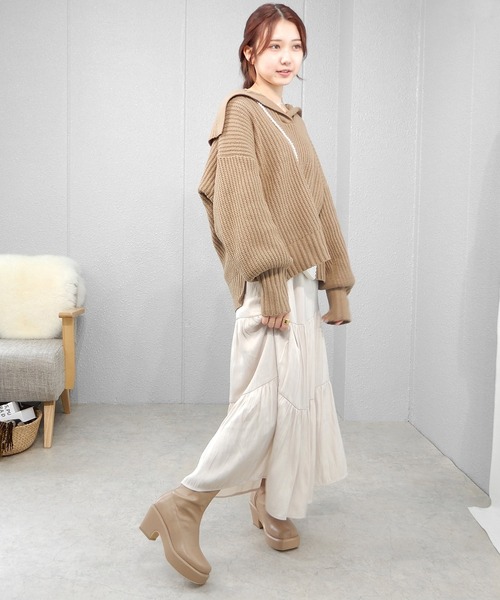 alala（アララ）の「バルキーヒールロング　◆（ブーツ・レディース・ブラック/ベージュ/モカ・S/M/L）」の6枚目の写真