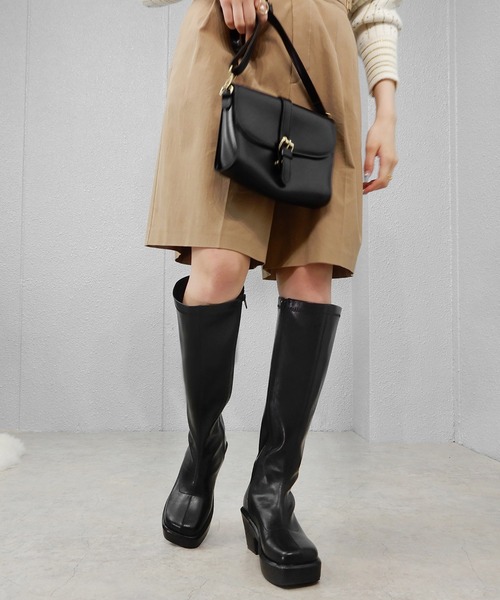 alala（アララ）の「バルキーヒールロング　◆（ブーツ・レディース・ブラック/ベージュ/モカ・S/M/L）」の12枚目の写真