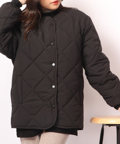 A.N.L(エーエヌエル レーベル)の「A.N.L ダイヤキルティング中綿ブルゾンジャケット(ブルゾン・レディース・ブラック/アイボリー/ベージュ・38)」の1枚目の写真