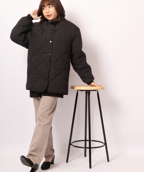 A.N.L(エーエヌエル レーベル)の「A.N.L ダイヤキルティング中綿ブルゾンジャケット(ブルゾン・レディース・ブラック/アイボリー/ベージュ・38)」の15枚目の写真