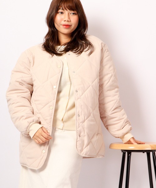 A.N.L(エーエヌエル レーベル)の「A.N.L ダイヤキルティング中綿ブルゾンジャケット(ブルゾン・レディース・ブラック/アイボリー/ベージュ・38)」の6枚目の写真