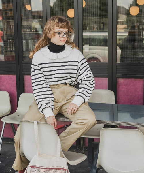 forksy.（フォルクシー）の「【forksy.】ピエロカラー長袖ブラウス（シャツ/ブラウス・レディース・オフホワイト/ホワイト×ブラック/ブラック・FREE）」の9枚目の写真