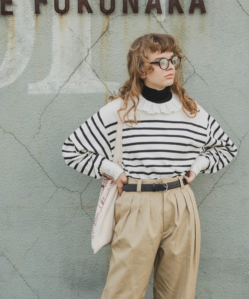 forksy.（フォルクシー）の「【forksy.】ピエロカラー長袖ブラウス（シャツ/ブラウス・レディース・オフホワイト/ホワイト×ブラック/ブラック・FREE）」の10枚目の写真