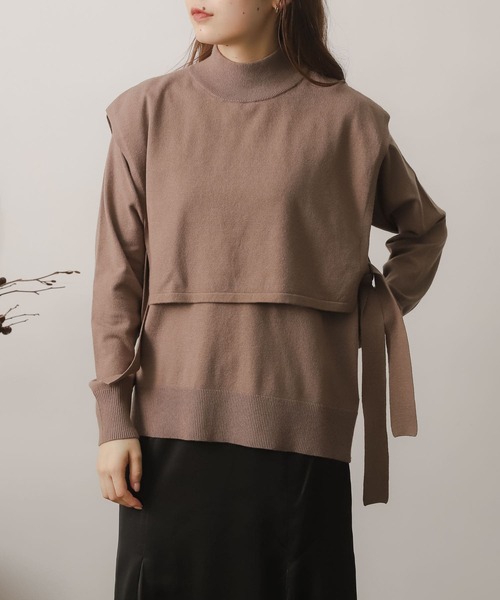 SENSE OF PLACE by URBAN RESEARCH(センスオブプレイスバイアーバンリサーチ)の「ストレッチレイヤードセーター(ニット/セーター・レディース・ライトブルー/ダークグレー/モカ/アイボリー・ONE)」の3枚目の写真